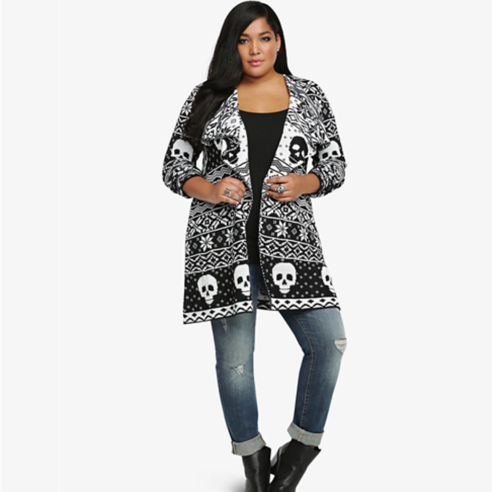 Torrid Skull Open Front Waterfall Cardigan